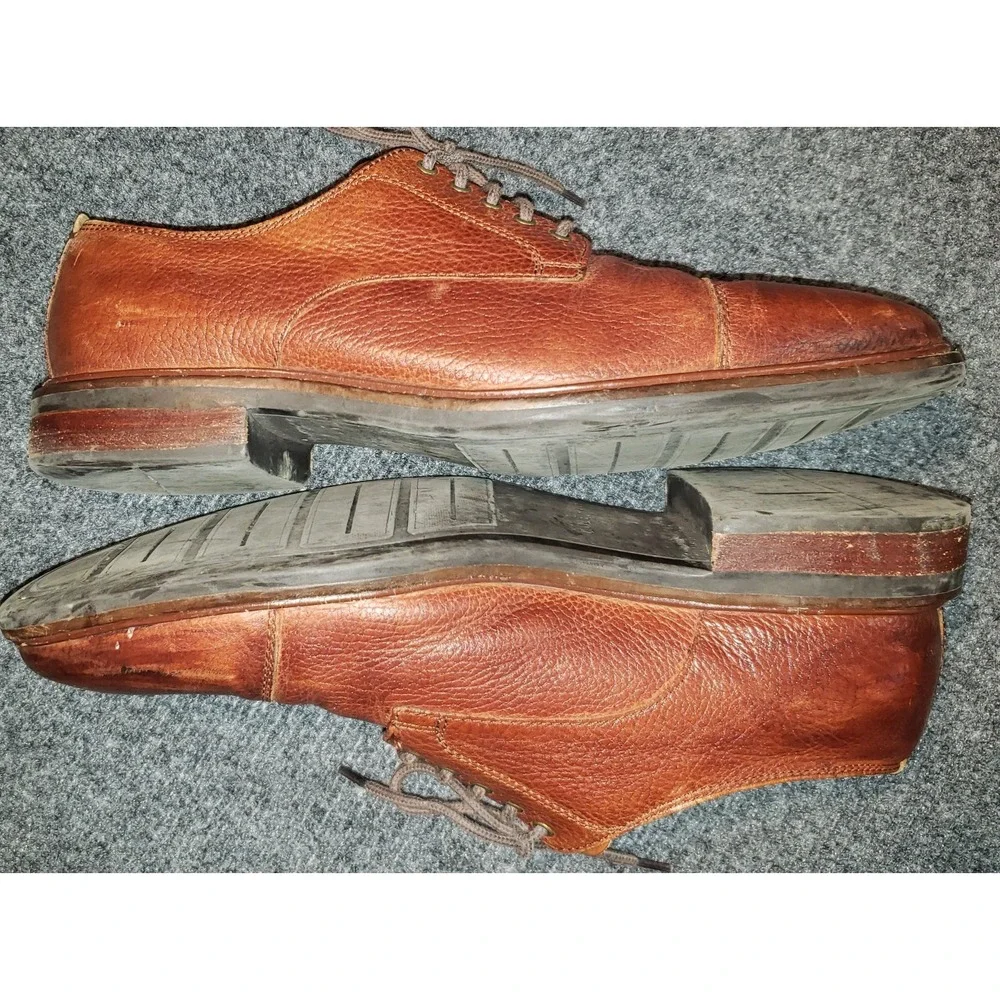 Mens Cole Haan Dress Casual Shoes Brown Pebble Leather 9.5 Broken In